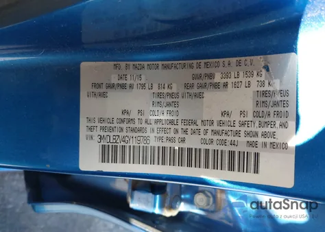 2016 Scion Ia из США, поврежденный, VIN 3MYDLBZV4GY119786